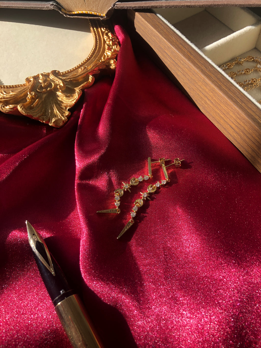 Gold celestial ACOTAR inspired drop earrings