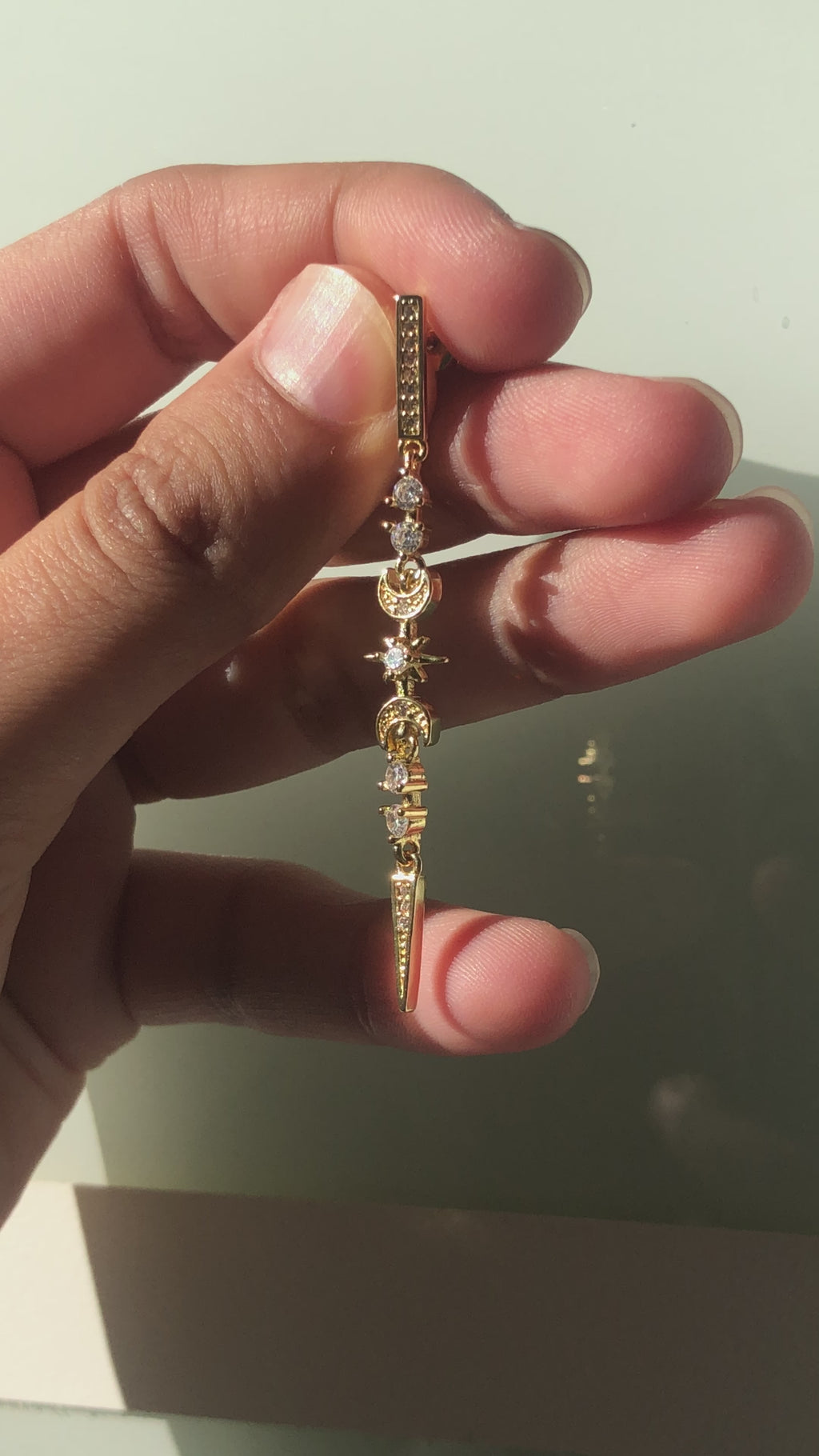 18K Gold celestial drop earrings