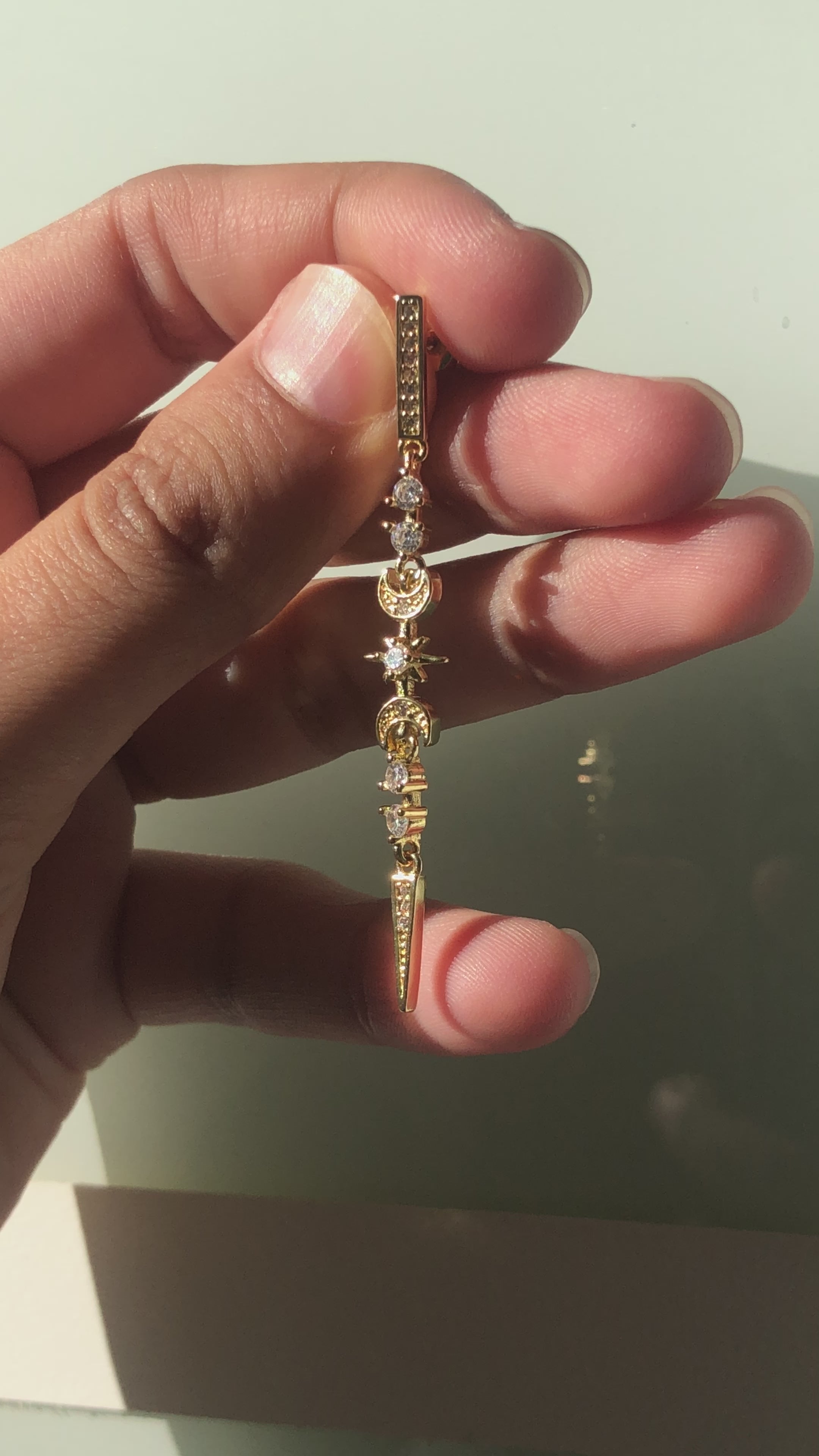 18K Gold celestial drop earrings