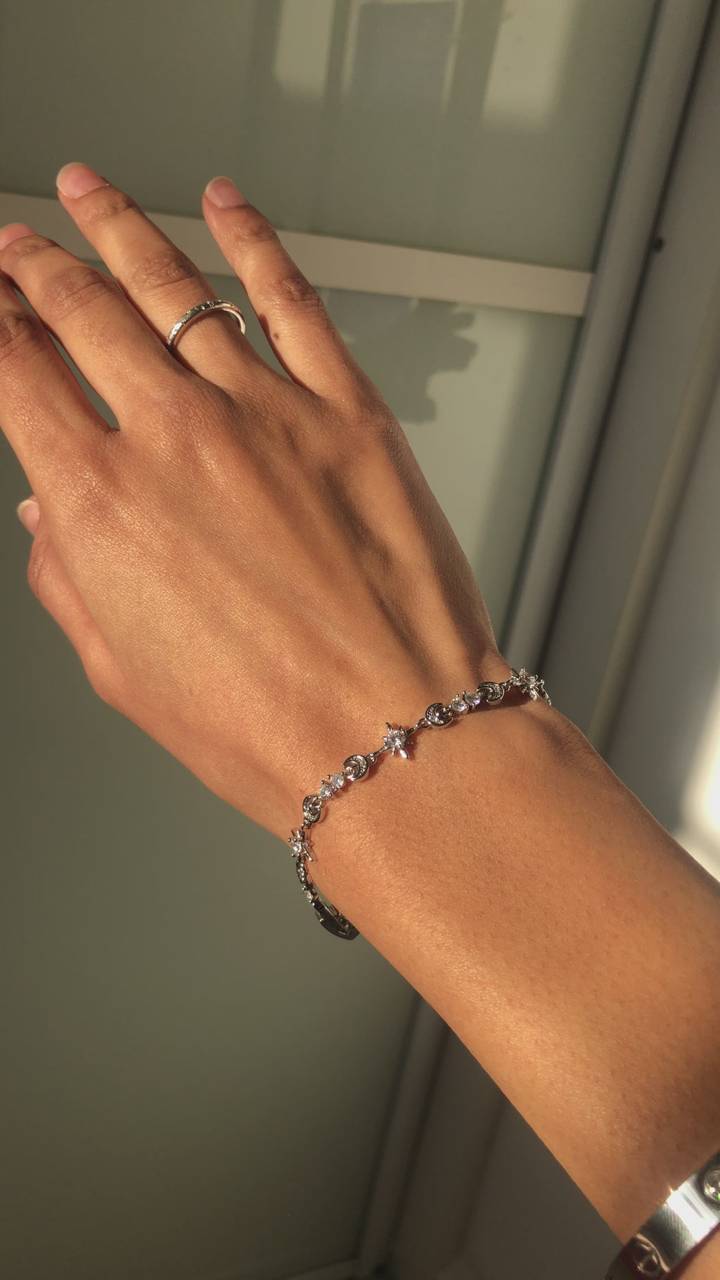 Sterling Silver tennis bracelet inspired by fantasy and stars and moon
